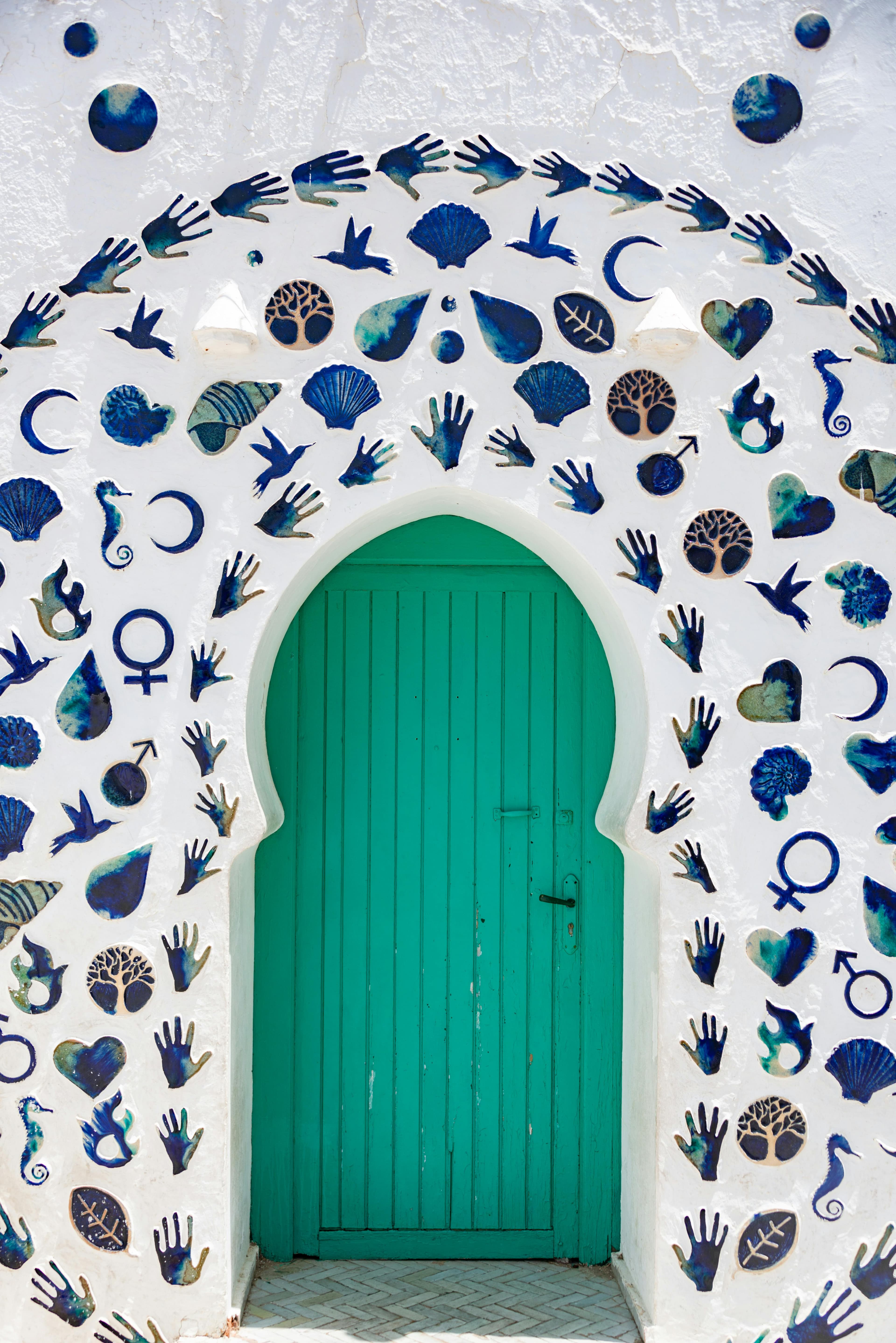 Porte tunisienne turquoise à Djerba