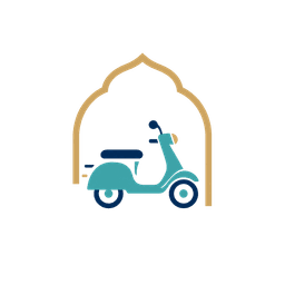 Scooter de livraison sous une arche Djerba